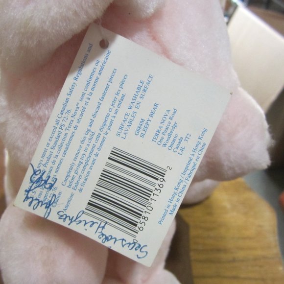 VTG PAIR OF BEARS, ONE PINk W/NIGHTCAP, ONE FUZZY BROWN, W/TAGS, READ ALL - Picture 10 of 14